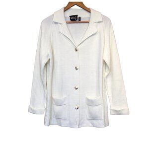 Vintage Knit Cardigan Sweater Anchor Buttons Old Money Nautical Coastal